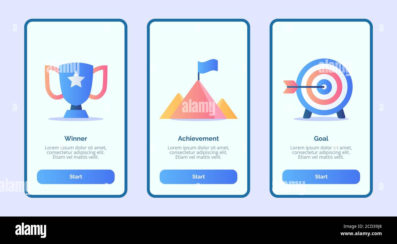 Winner Achievement goal for mobile apps template banner page UI with