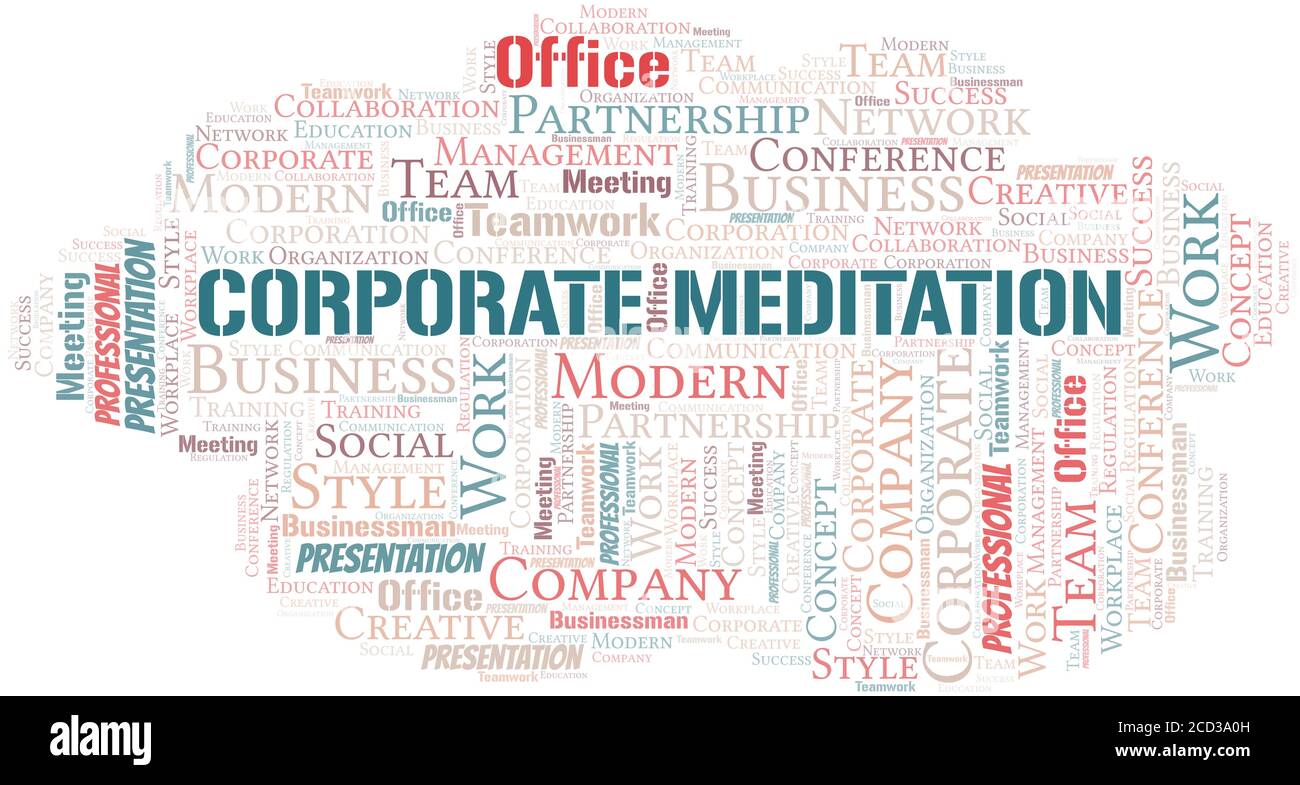 Corporate Meditation vector word cloud, made with the text only. Stock Vector