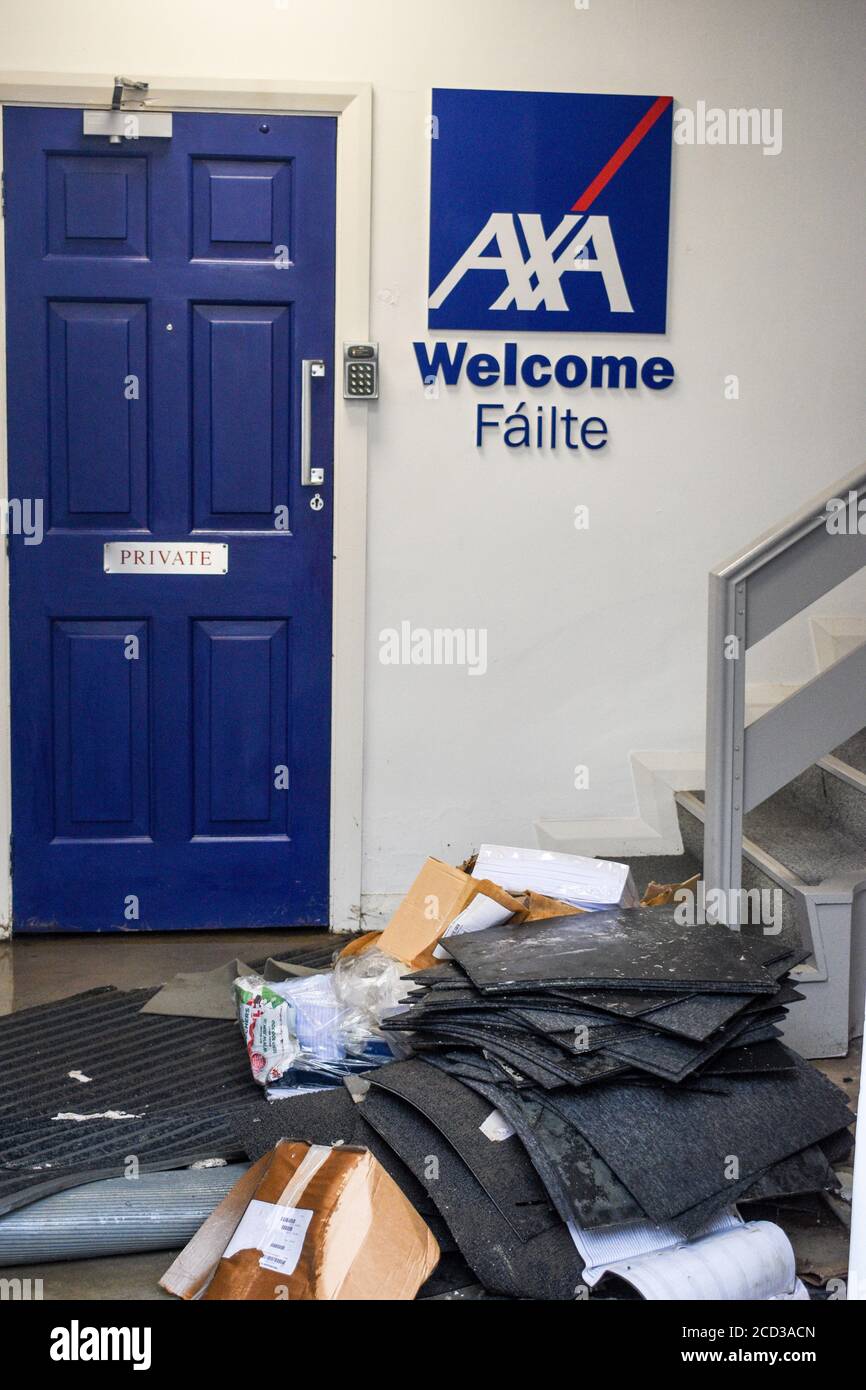 Clean up after flooding from Storm Francis left damage in Bantry, West Cork, Ireland. Stock Photo