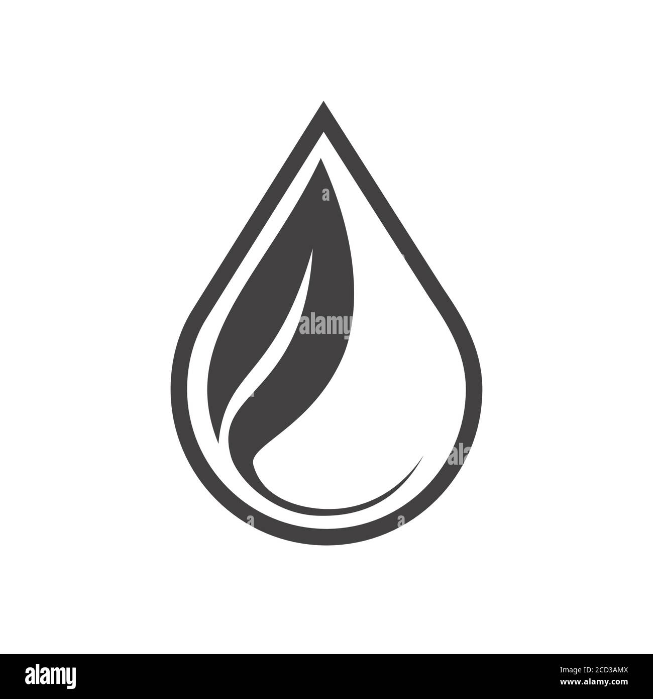 Water drop and leaf icon. Simple outline vector symbol. Linear pictogram isolated on white. Stock Vector