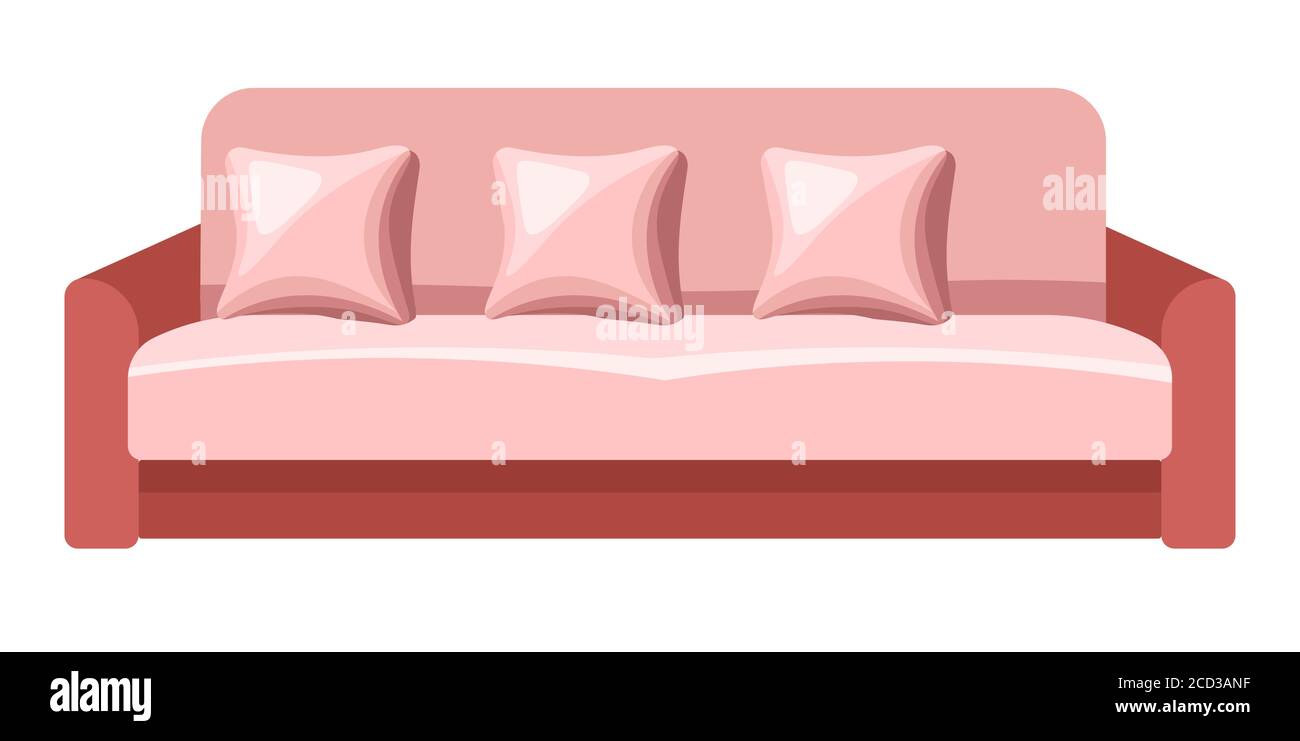 Contemporary sofa with cushions, comfy furniture for home Stock Vector