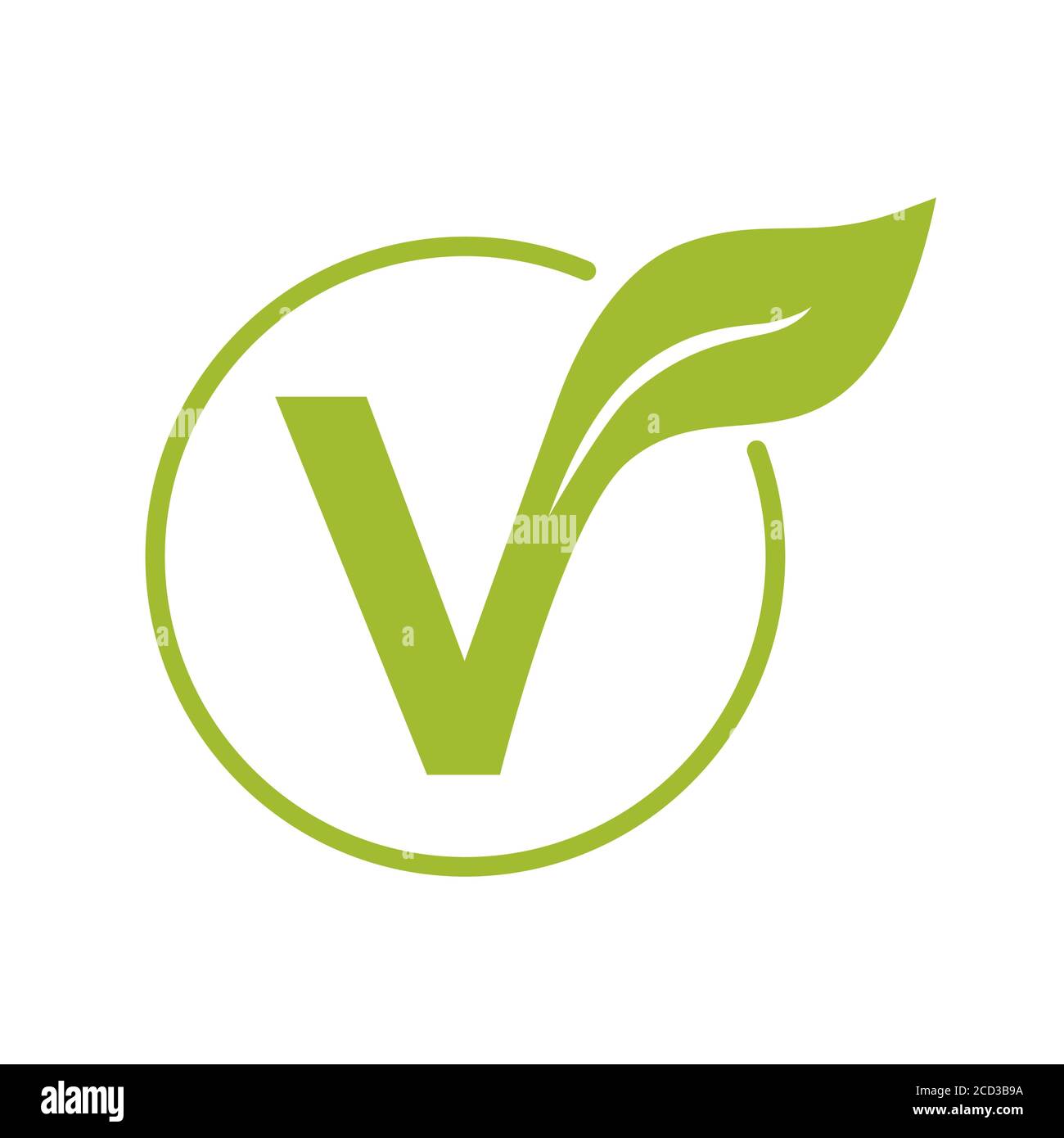 Vegan icon. V from vegan with a leaf. Vector illustration. Flat and