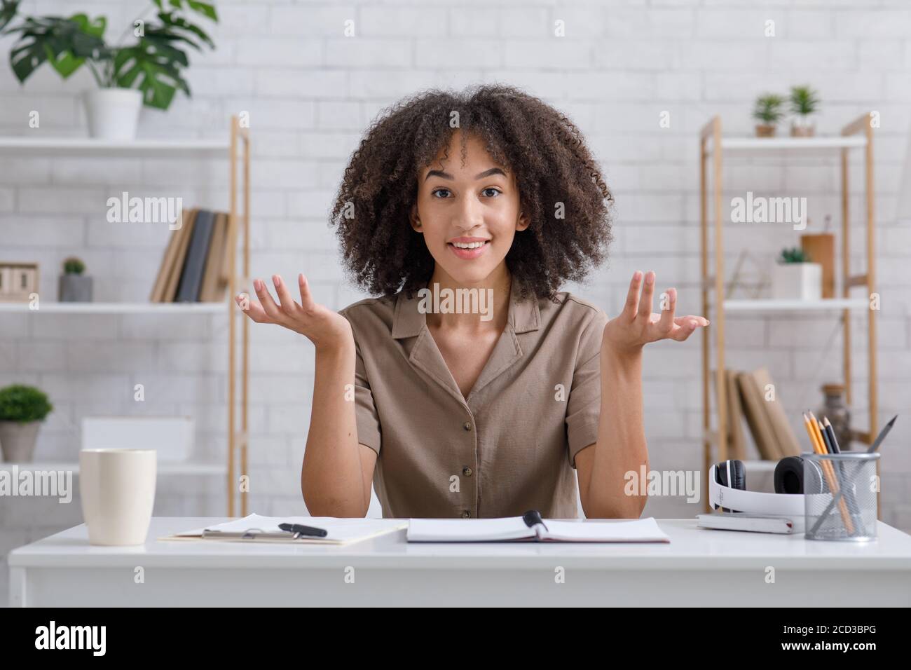 Female Vlogger Recording Vlog Happy Teacher Explains Lesson To Students Remotely Stock Photo Female Vlogger Recording Vlog Happy Teacher Explains Lesson To Students Remotely Stock Photo