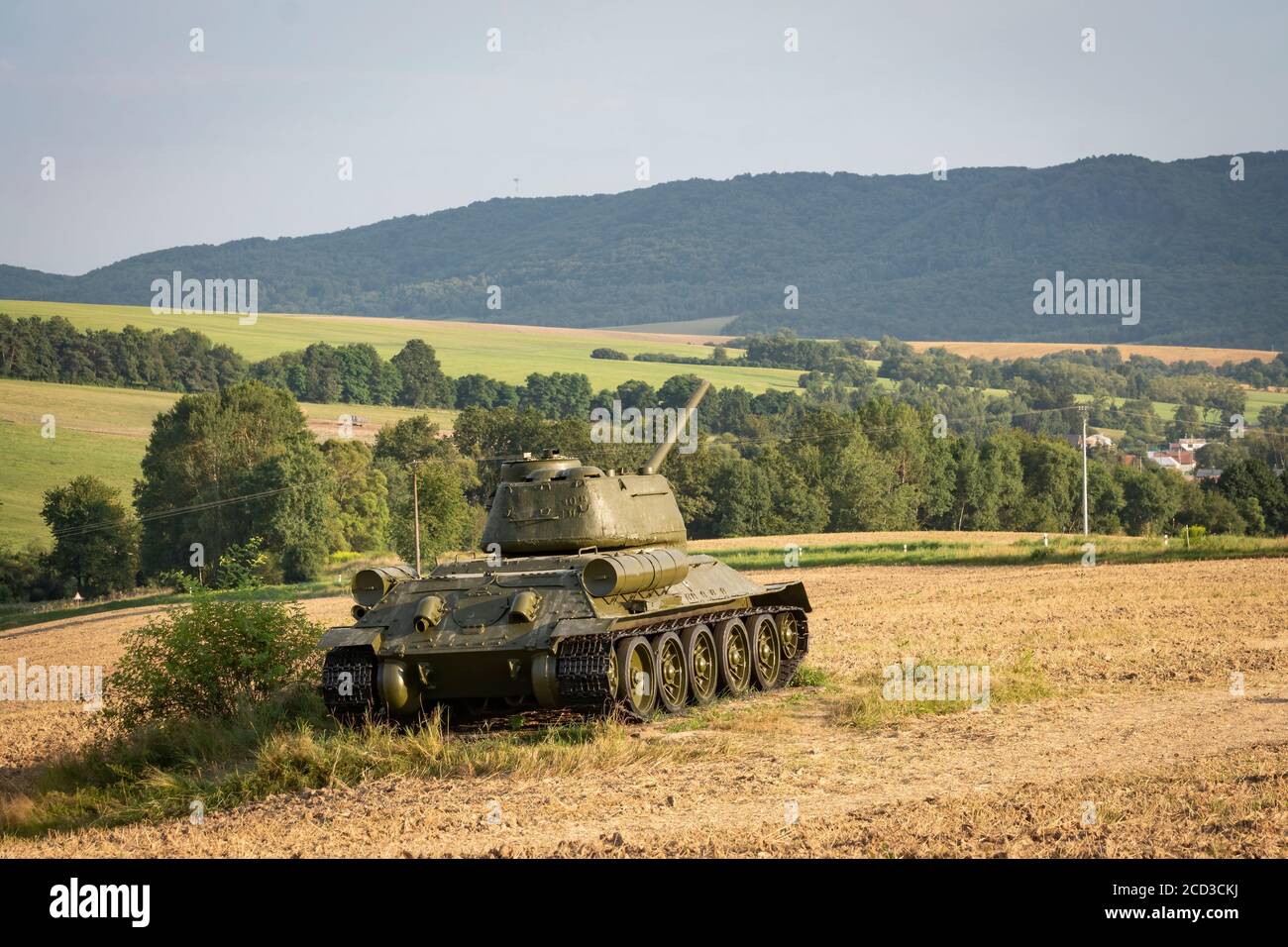Tank T-34 in Death valley. Kapisova, Slovakia, Europe Stock Photo