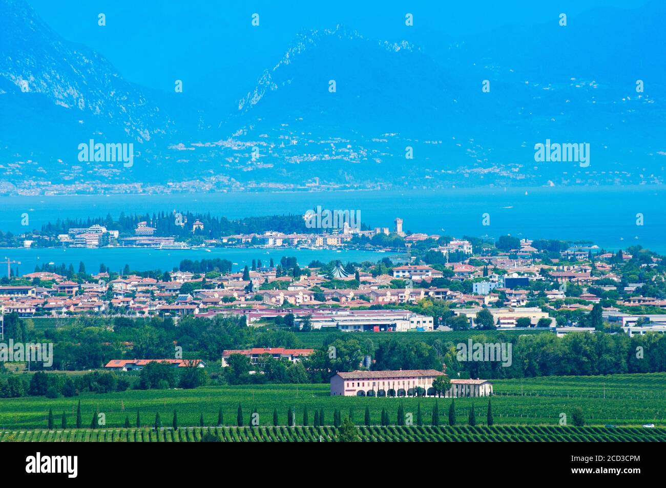 Italy, Lombardy, Garda Lake View From Monumental Tower of St. Martin of the Battle Stock Photo