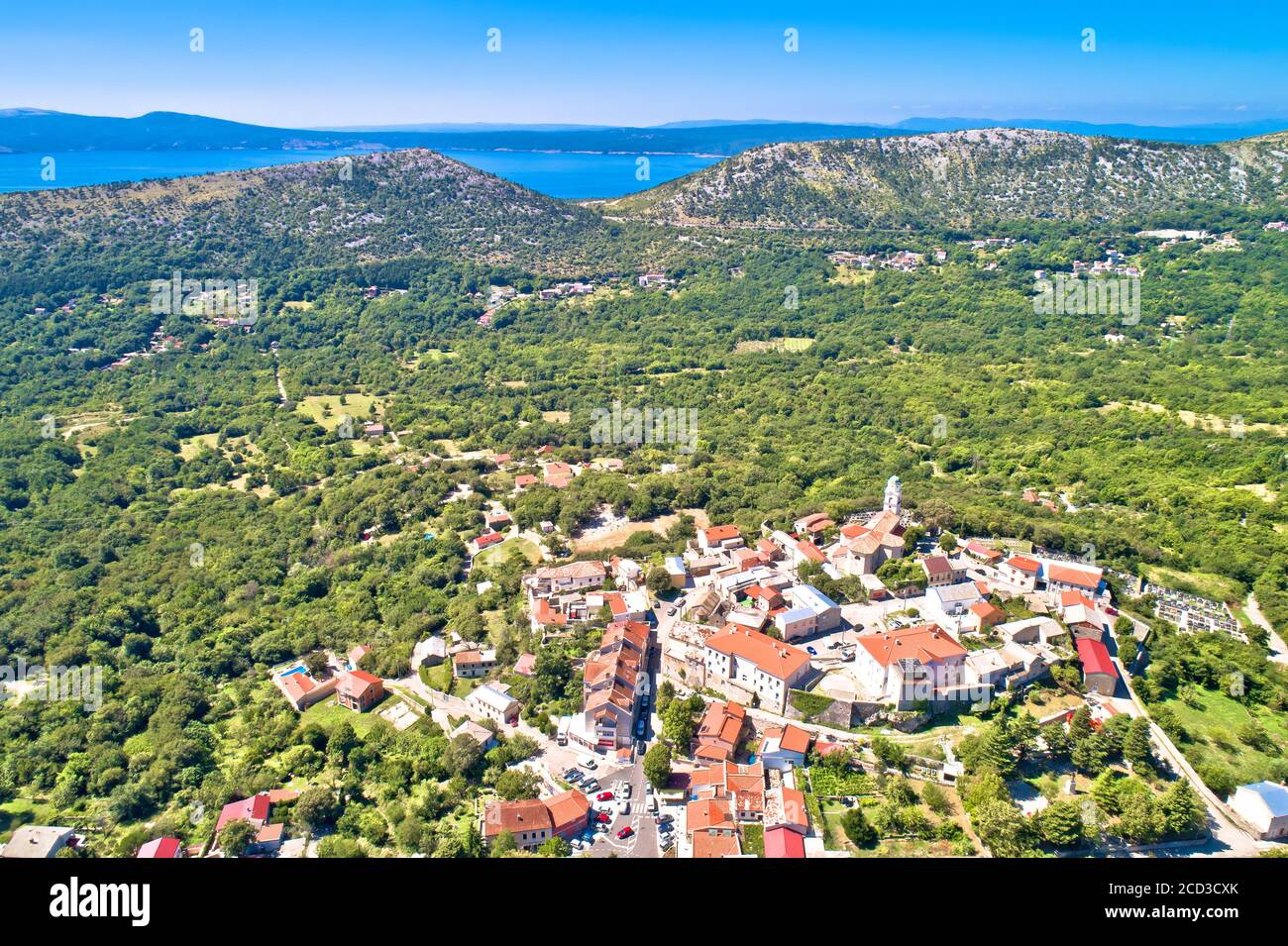 Historic town of Bribir in Vinodol valley aerial view, Kvarner region of Croatia Stock Photo