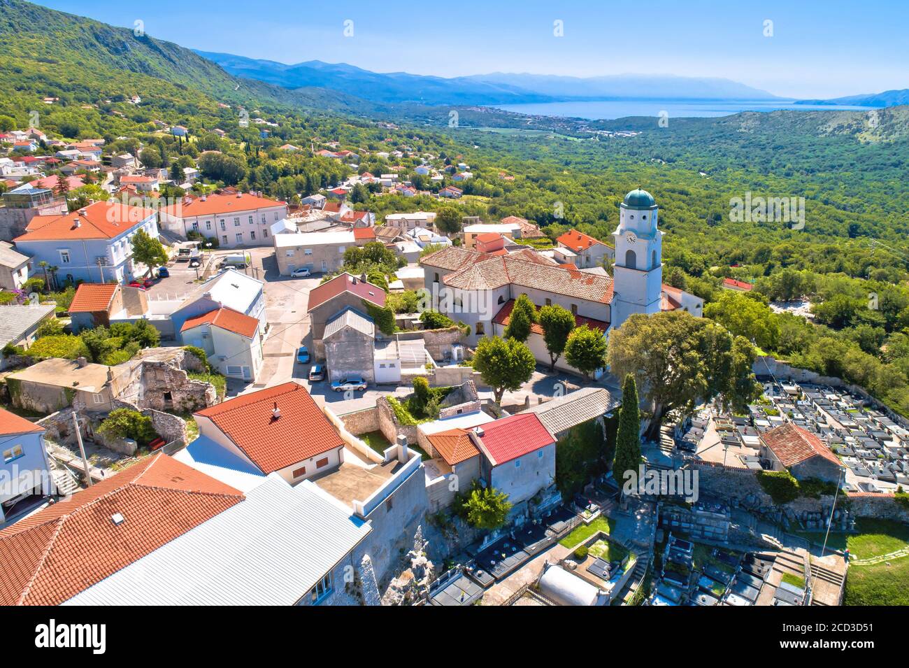 Historic town of Bribir in Vinodol valley aerial view, Kvarner region of Croatia Stock Photo