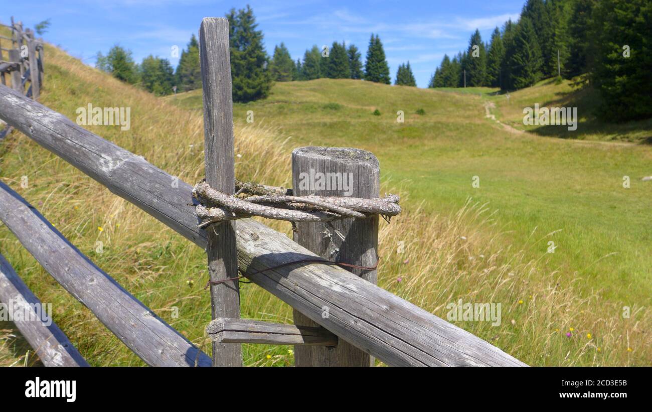 traditional fenceconnection with conifer wood, Italy, South Tyrol Stock Photo Alamy