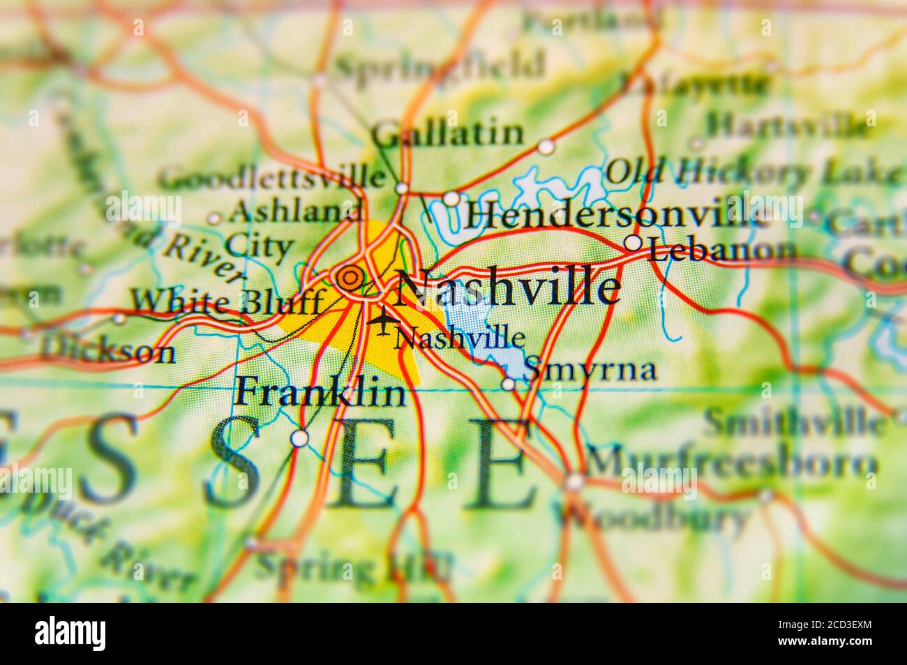 Geographic map of Nashville close Stock Photo Alamy