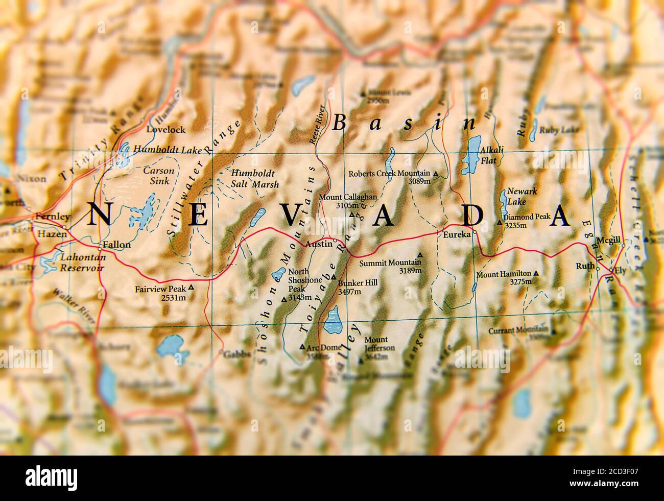 Geographic map of Nevada US state Stock Photo Alamy