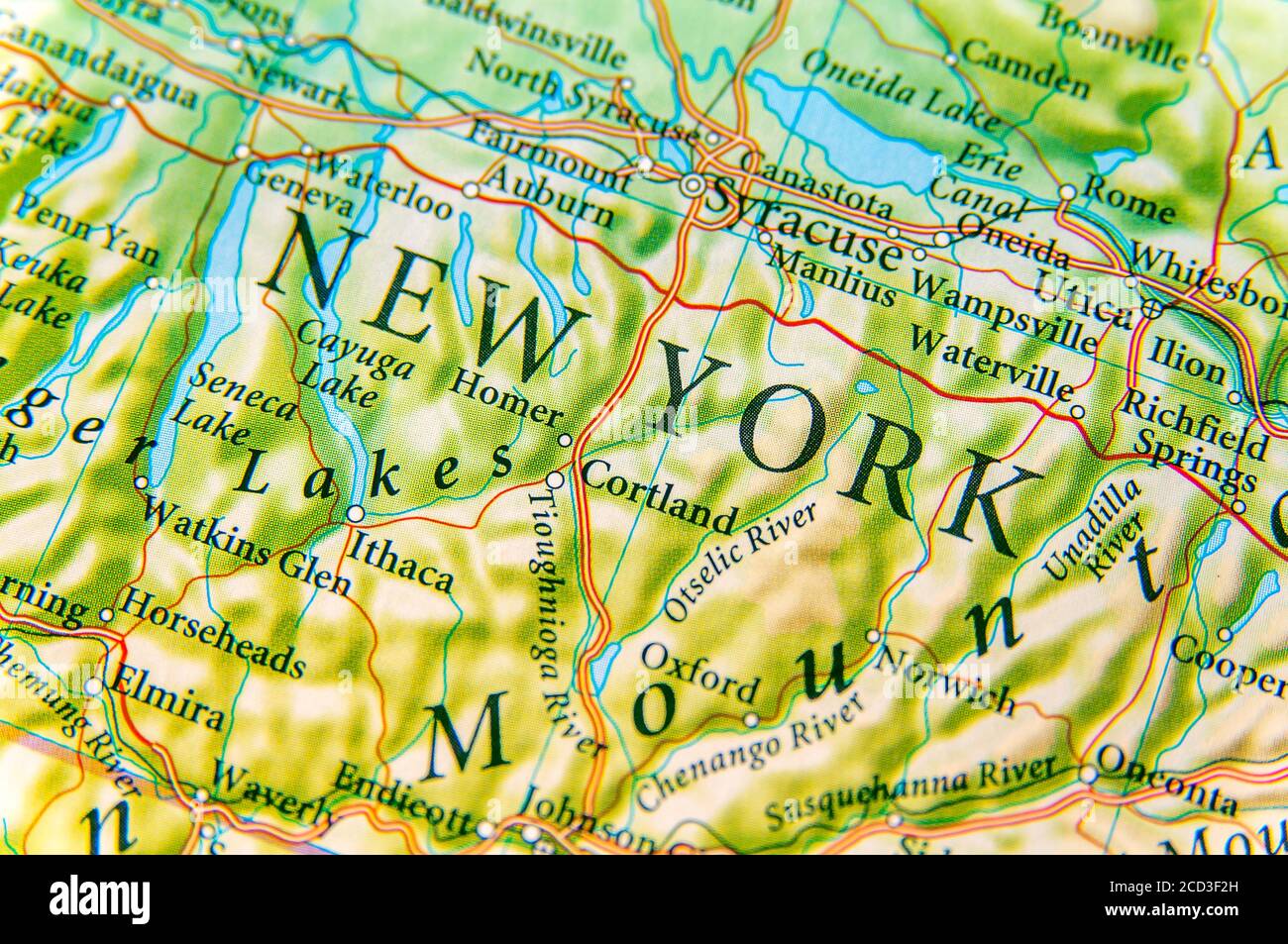 Geographic map of New York close Stock Photo - Alamy