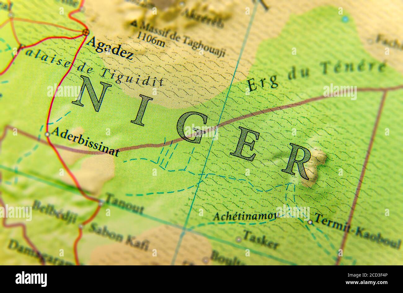 Geographic map of Niger with important cities Stock Photo