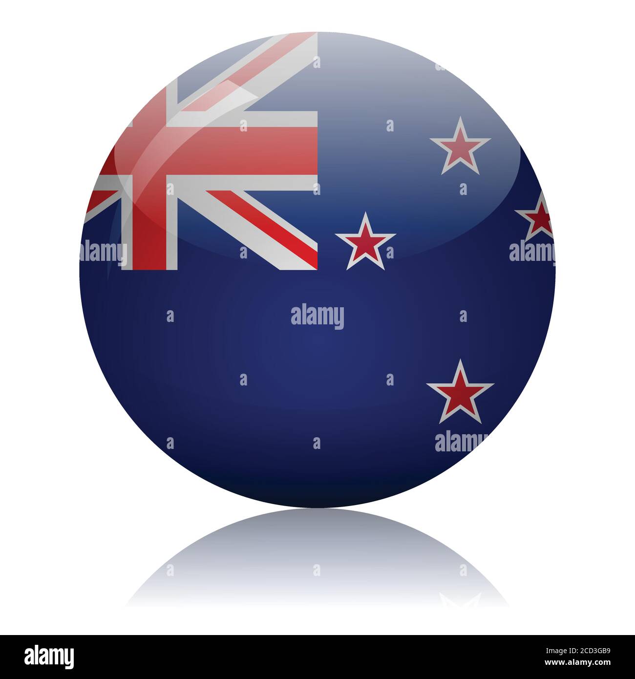 New Zealand's flag glass ball on light mirror surface vector illustration Stock Vector