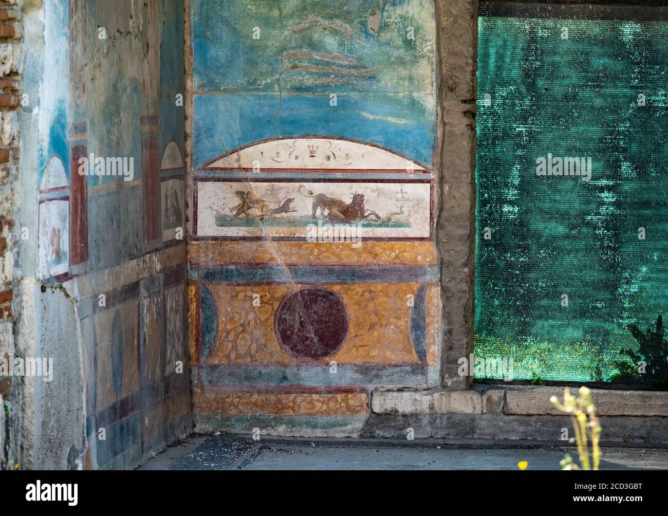 Ancient fresco in a house in Pompeii Stock Photo