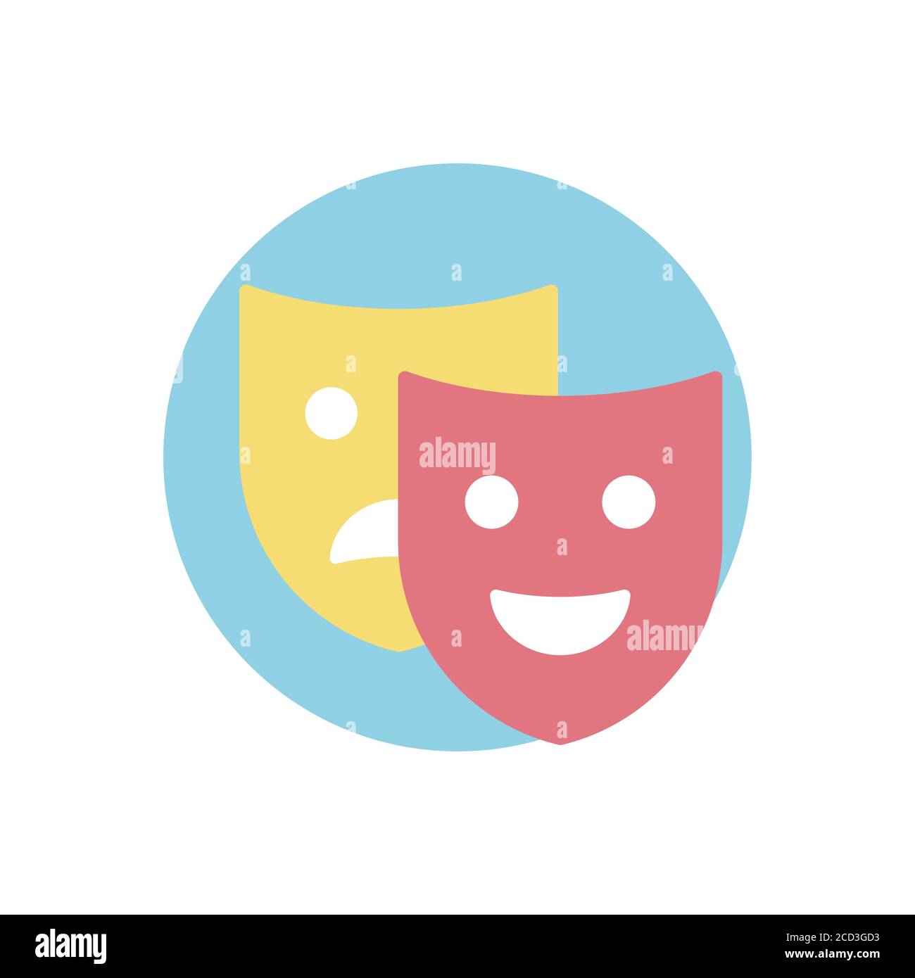 Theater icon. Symbol of the two masks of the theater that represent comedy and drama. Stock Vector