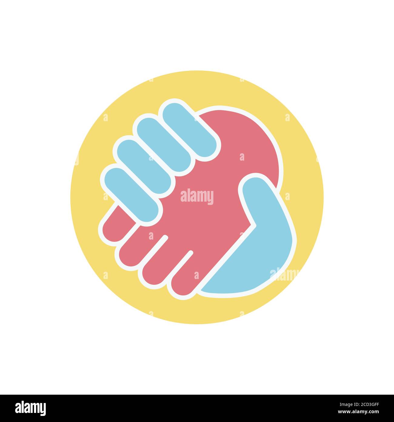 Handshake Friendship Partnership. Different colored hands. Symbol for business, friendship or social integration. Stock Vector