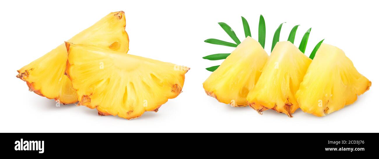 pineapple slice isolated on white background with clipping path and ...