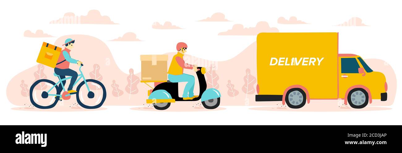 Delivery website banner in flat illustration vector style Stock Vector ...