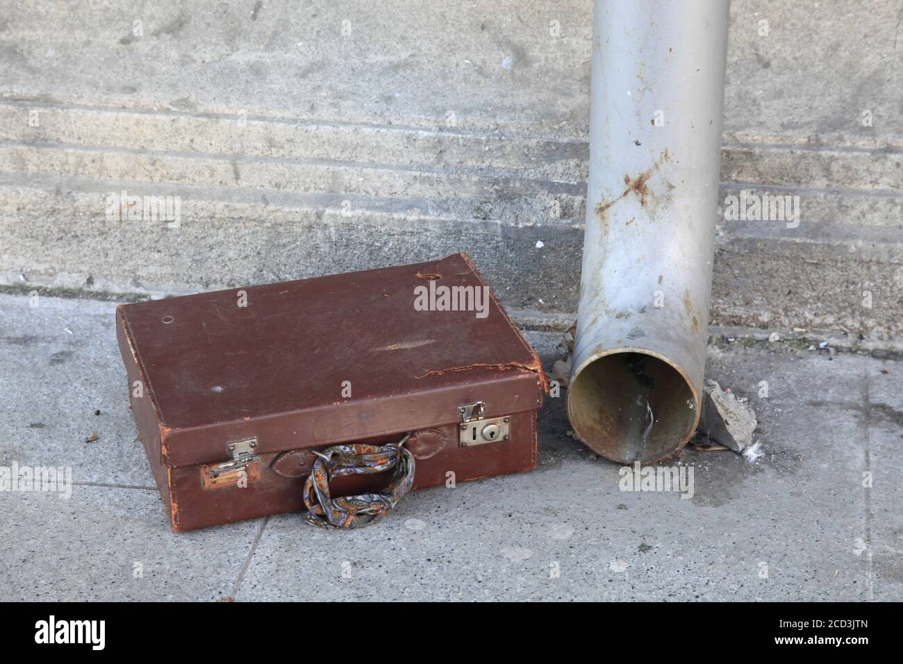 Vintage cardboard suitcase hi-res stock 