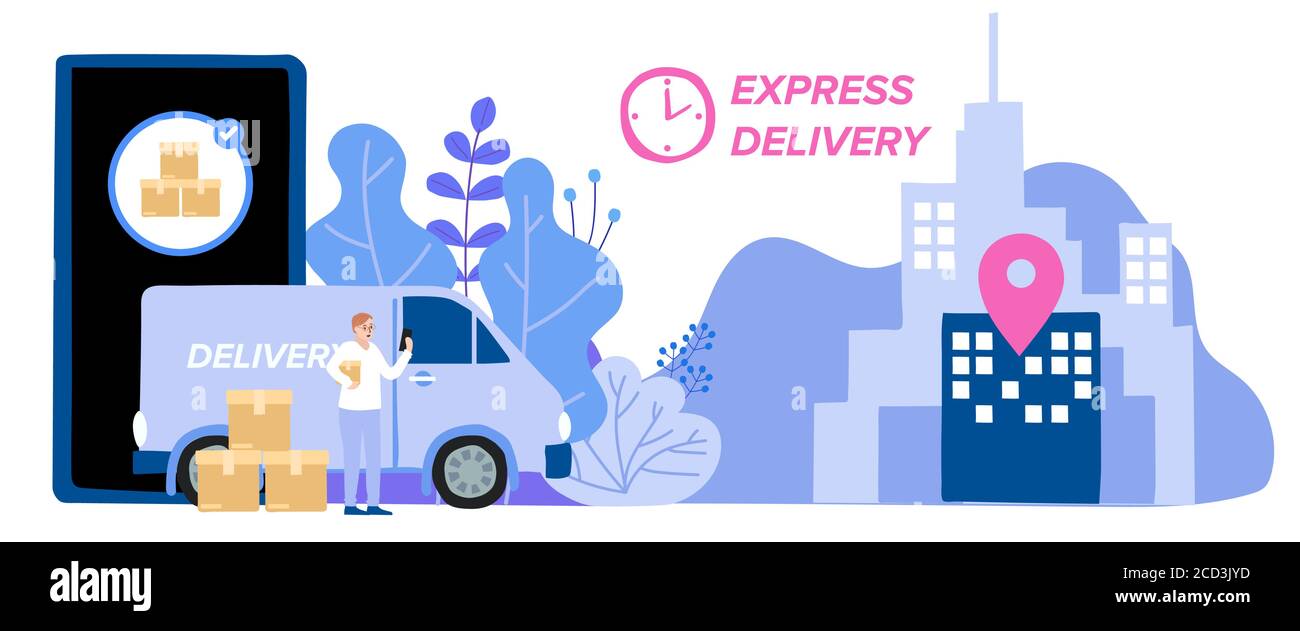 Delivery website banner in flat illustration vector style Stock Vector ...