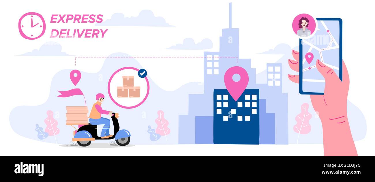 Delivery website banner in flat illustration vector style Stock Vector ...