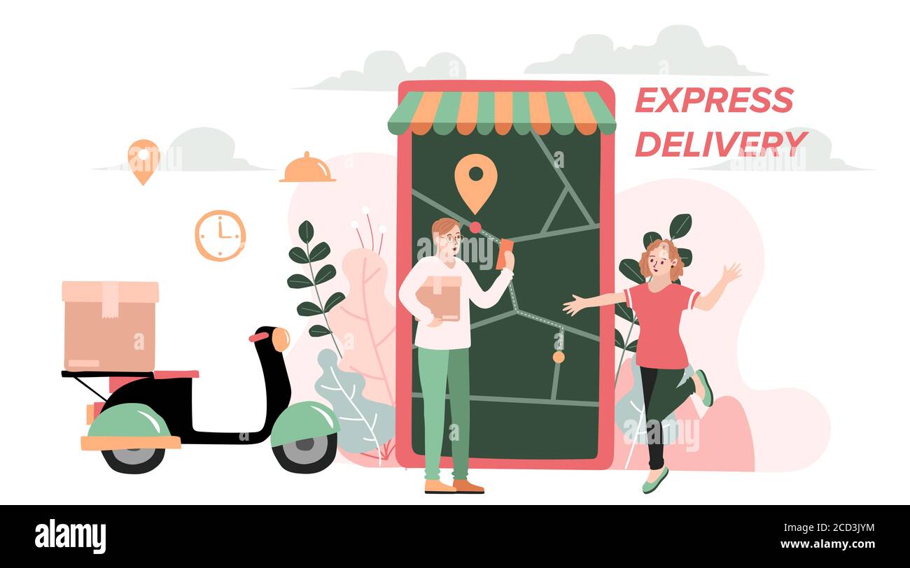 Delivery website banner in flat illustration vector style Stock Vector ...