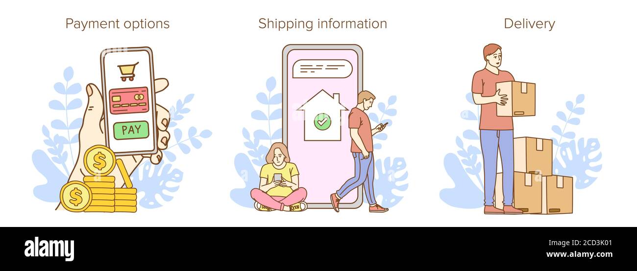 Delivery website banner in flat illustration vector style Stock Vector ...