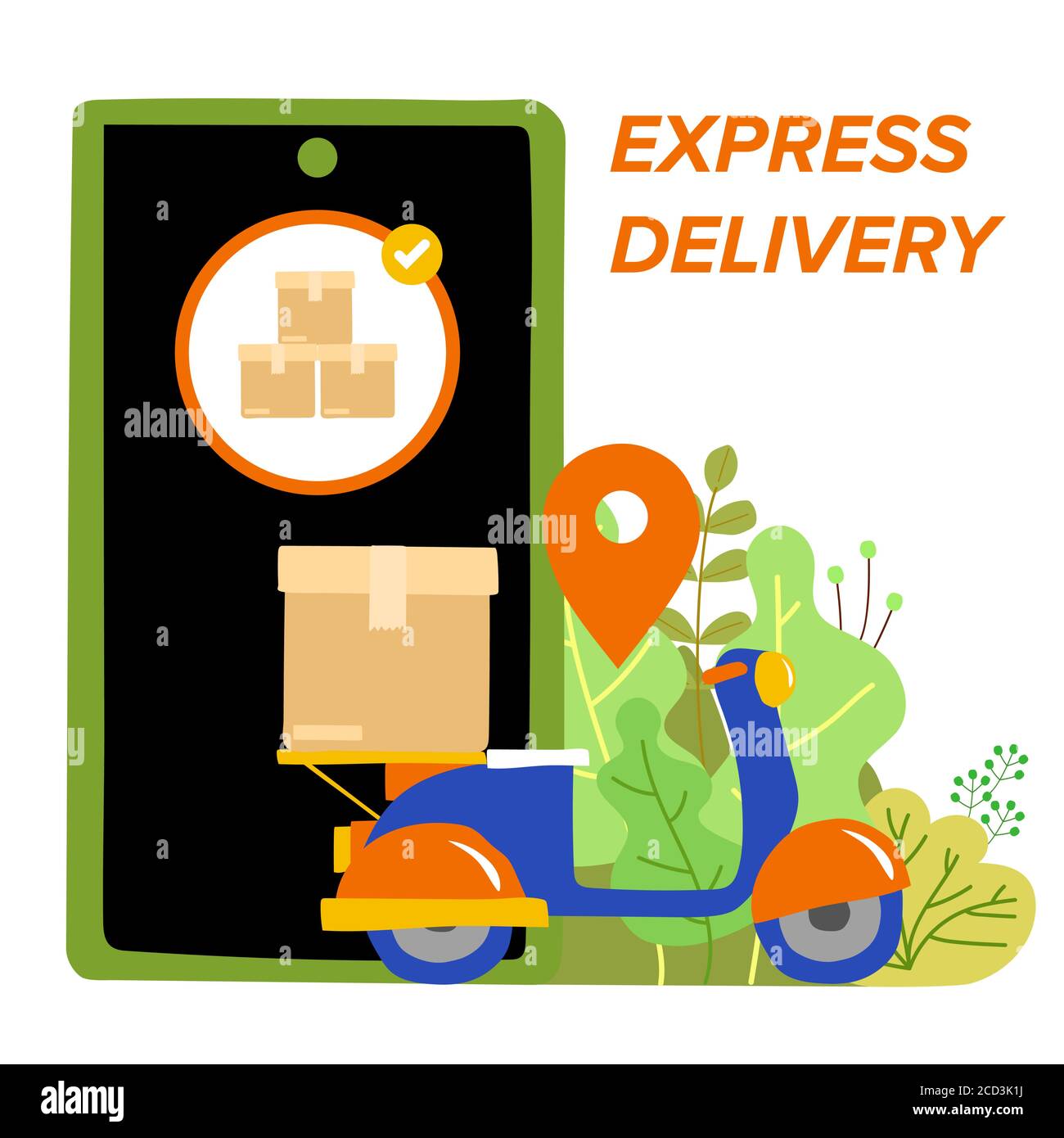 Delivery website banner in flat illustration vector style Stock Vector