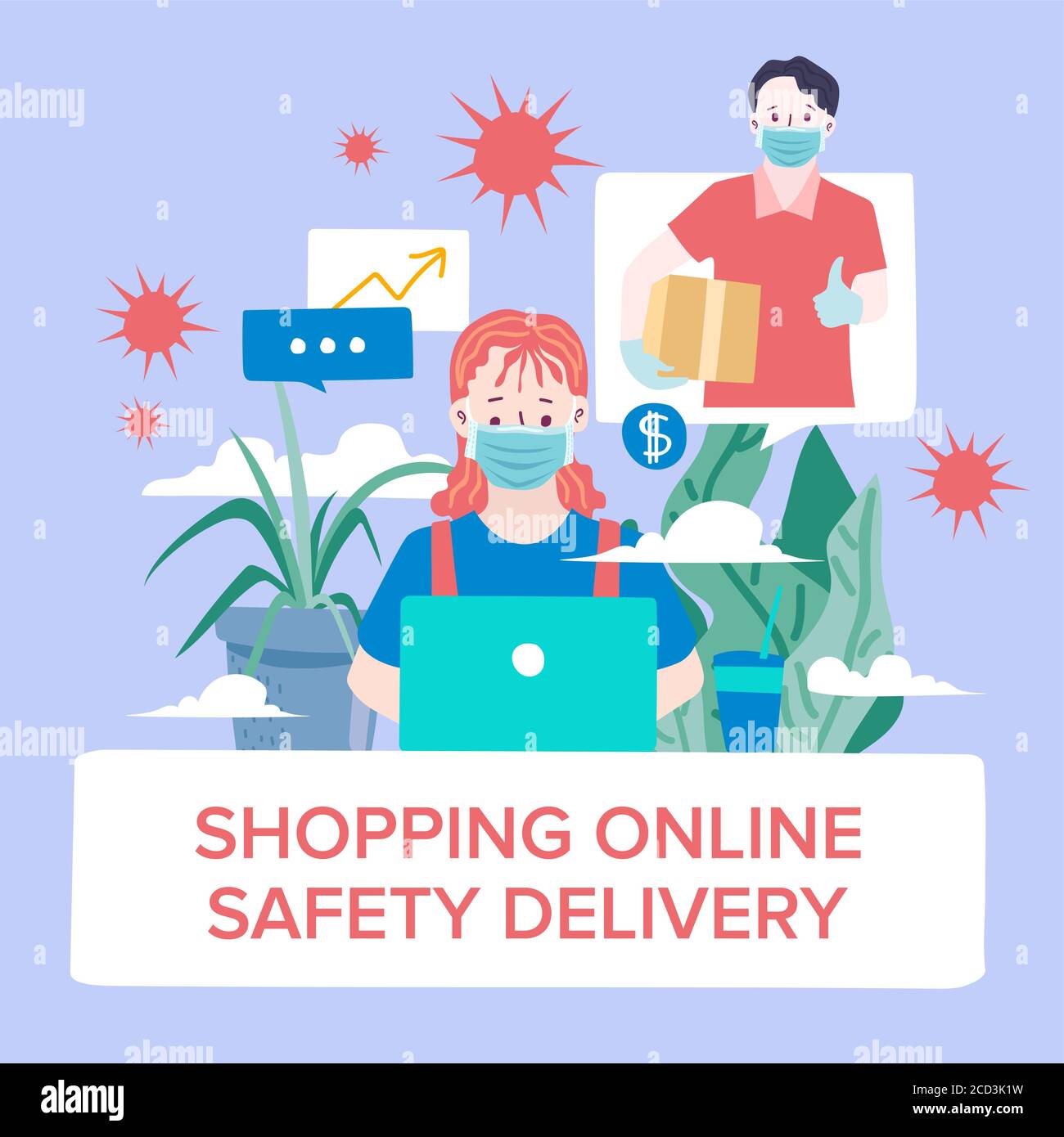 Delivery website banner in flat illustration vector style Stock Vector ...
