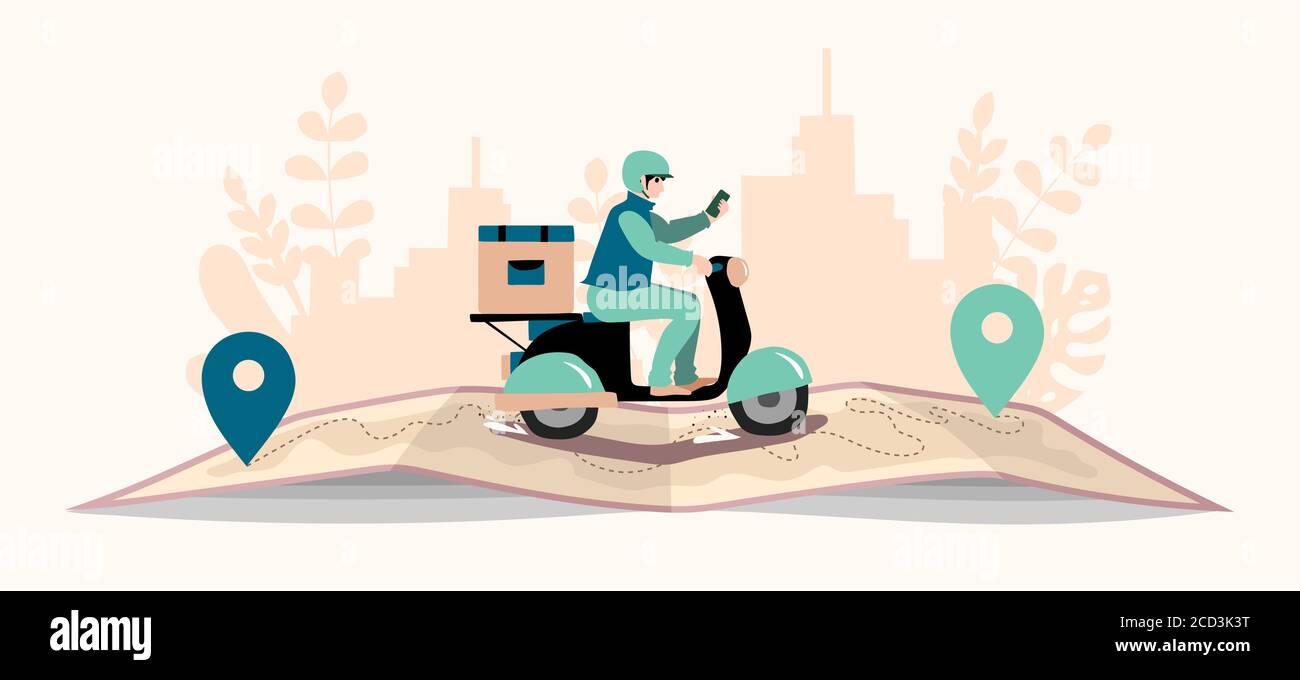 Delivery website banner in flat illustration vector style Stock Vector ...