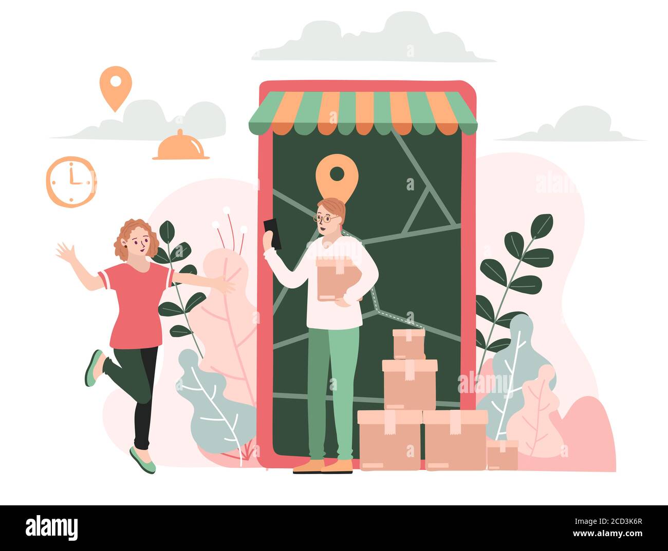 Delivery website banner in flat illustration vector style Stock Vector ...