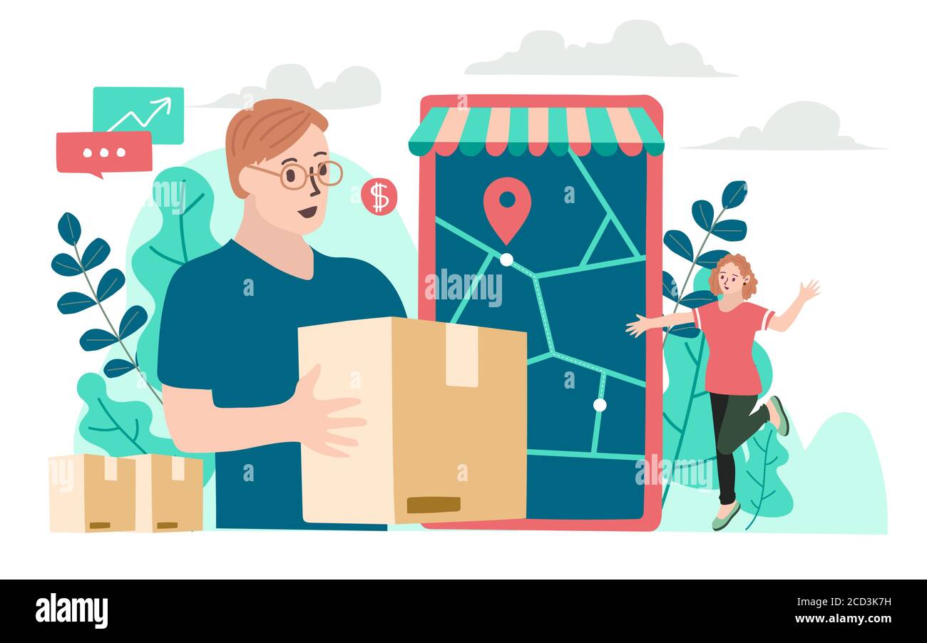 Delivery website banner in flat illustration vector style Stock Vector ...