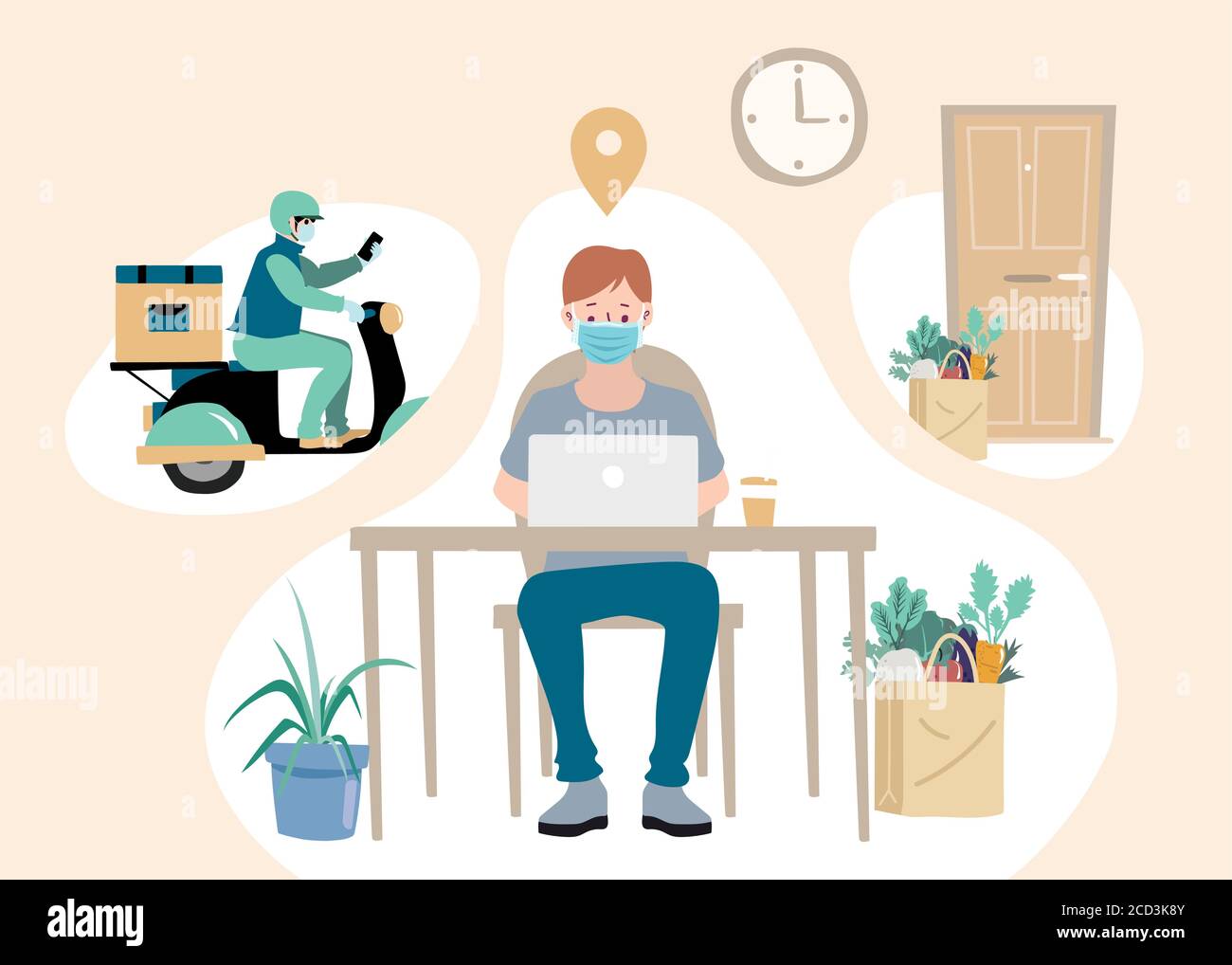 Delivery website banner in flat illustration vector style Stock Vector ...