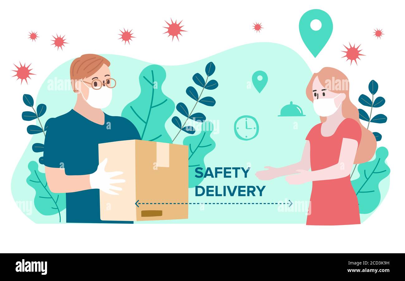Delivery website banner in flat illustration vector style Stock Vector ...