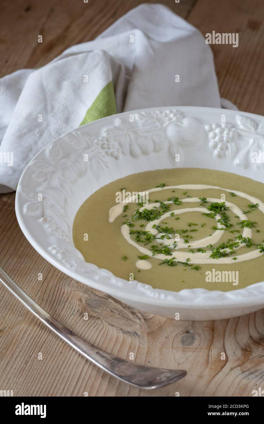 Homemade leek and potato soup Stock Photo