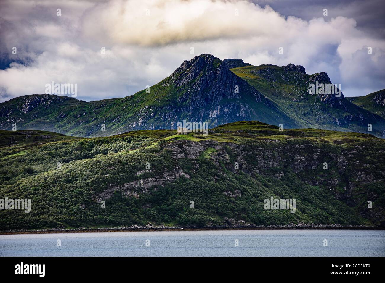 Castle Varrich, Tongue, Highland, Scotland, UK. Ben Loyal in the background. Stock Photo