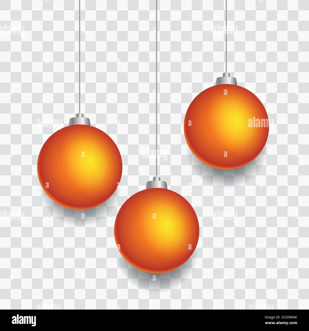 Goldene Weihnachtskugeln - Christbaumkugeln - Transparenter Hintergrund Stock Vector