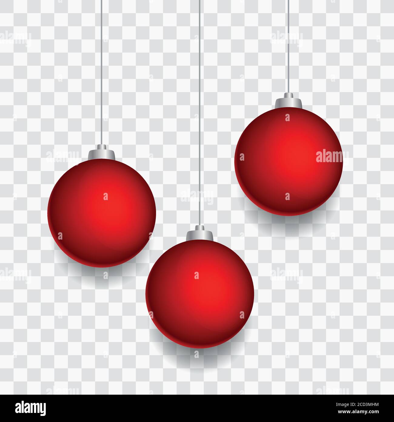 Rote Weihnachtskugeln - Christbaumkugeln - Transparenter Hintergrund Stock Vector