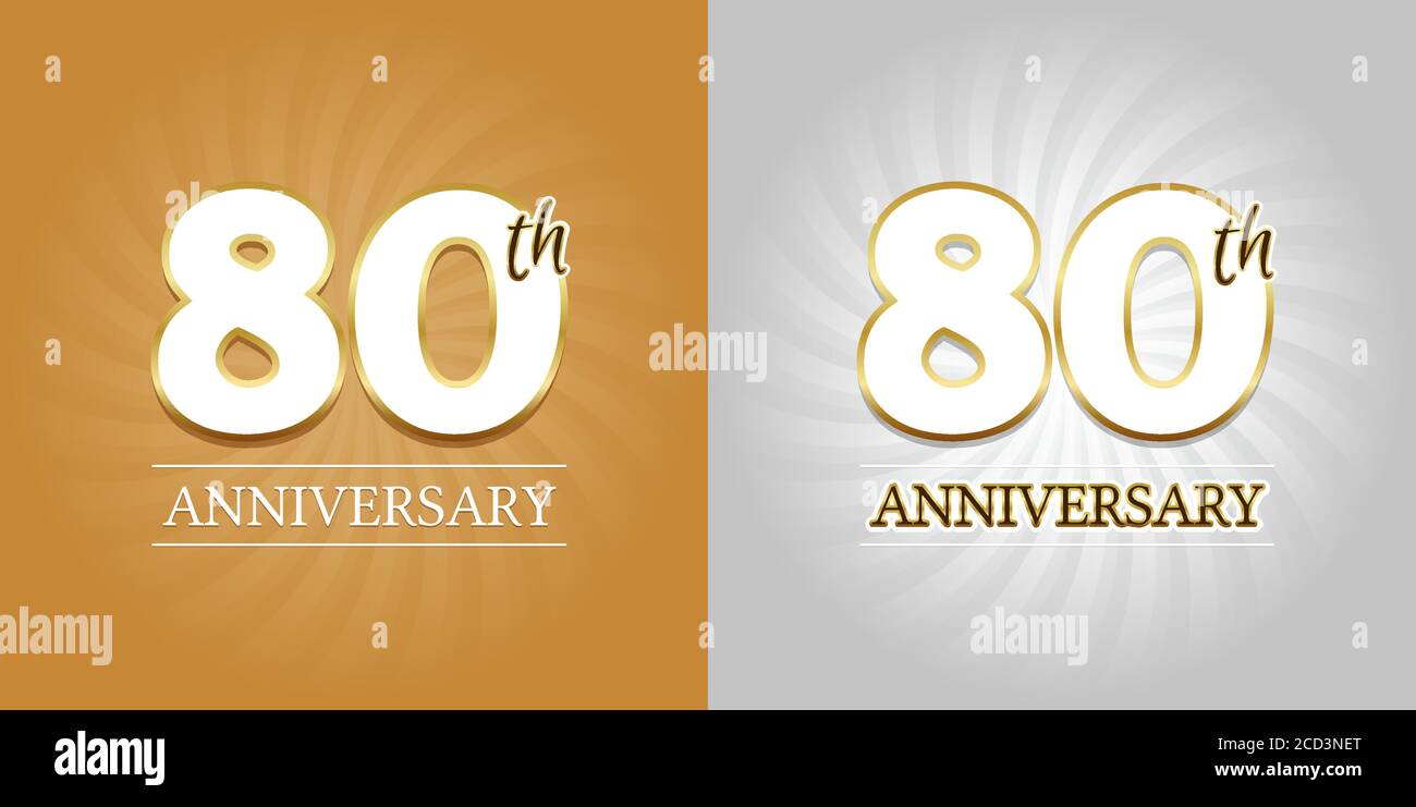 80th Anniversary Background - 80 years Celebration gold and Silver. Eps10 Vector. Stock Vector