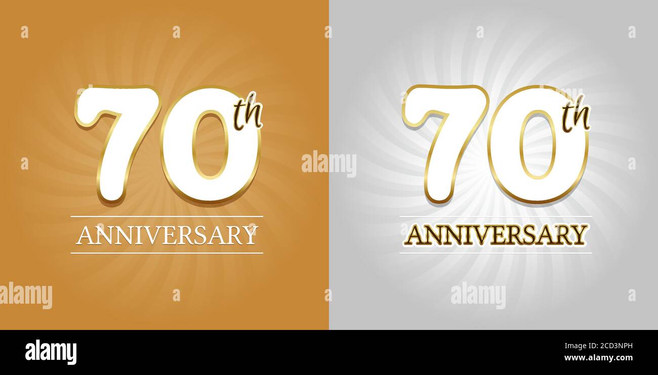 70th Anniversary Background - 70 years Celebration gold and Silver. Eps10 Vector. Stock Vector