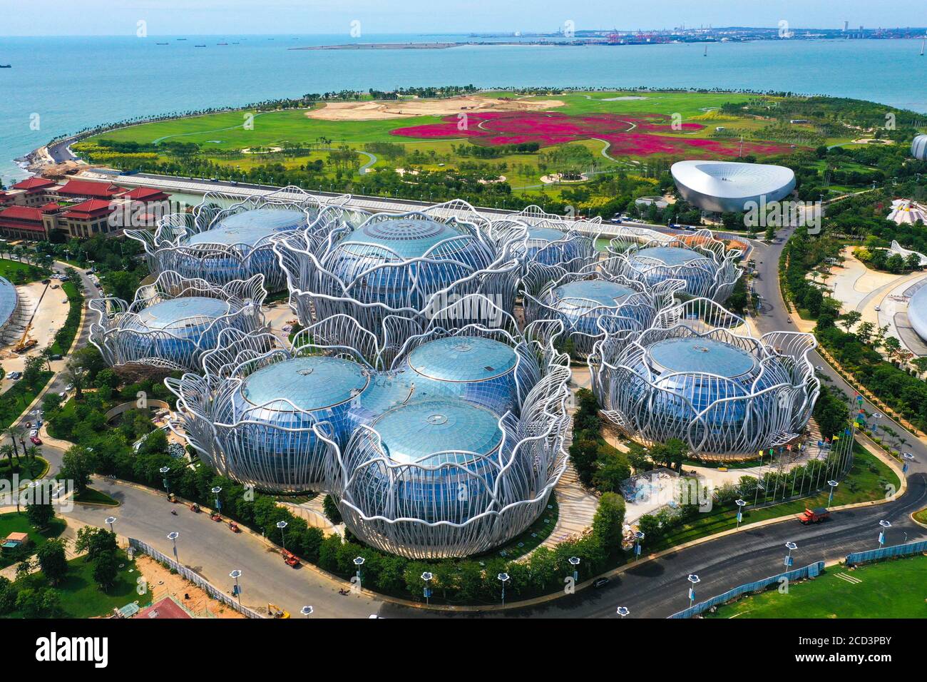 After 8 years construction, Ocean Flower Island, the artificial archipelago off the north coast of Danzhou in Hainan is to open as scheduled. Ocean Fl Stock Photo