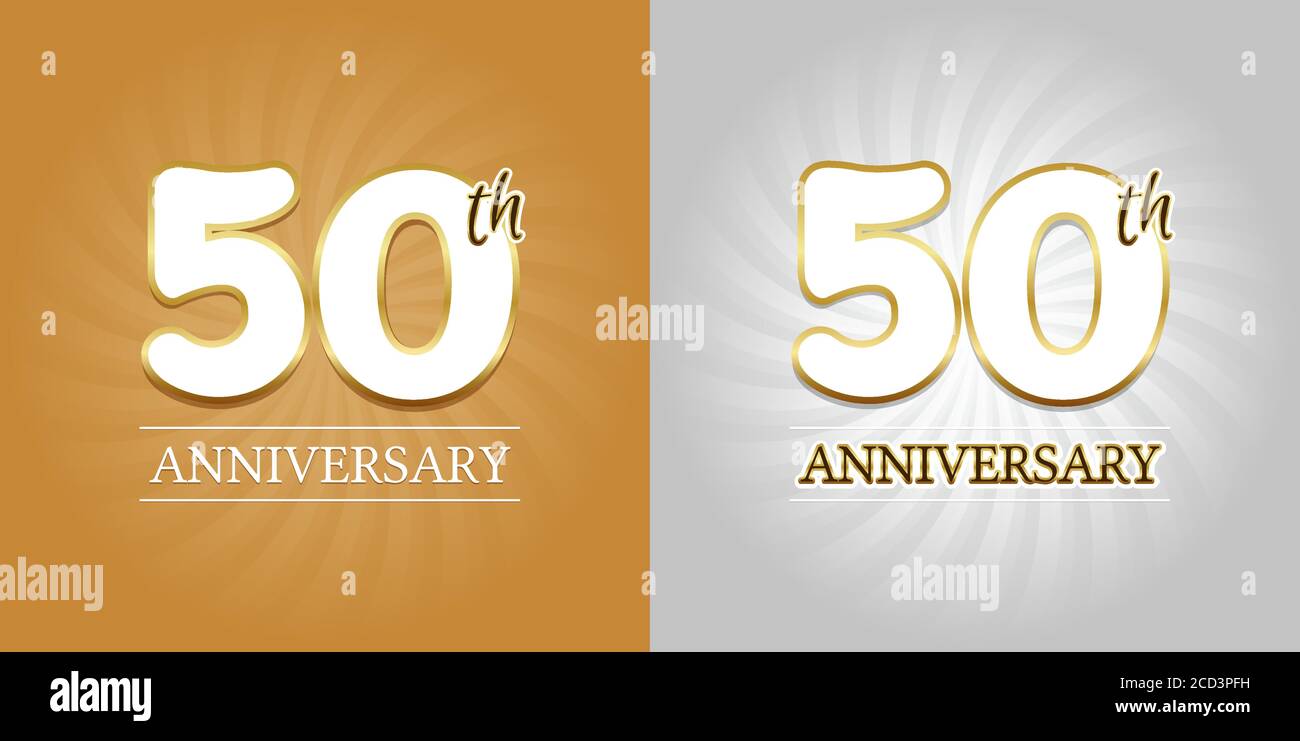 50th Anniversary Background - 50 years Celebration gold and Silver. Eps10 Vector. Stock Vector