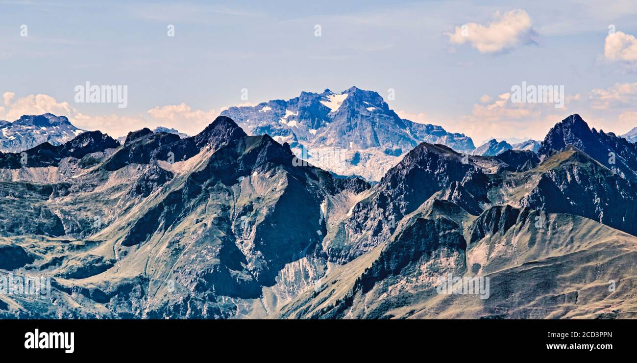 mountains panorama, austria alps schoppernau Stock Photo