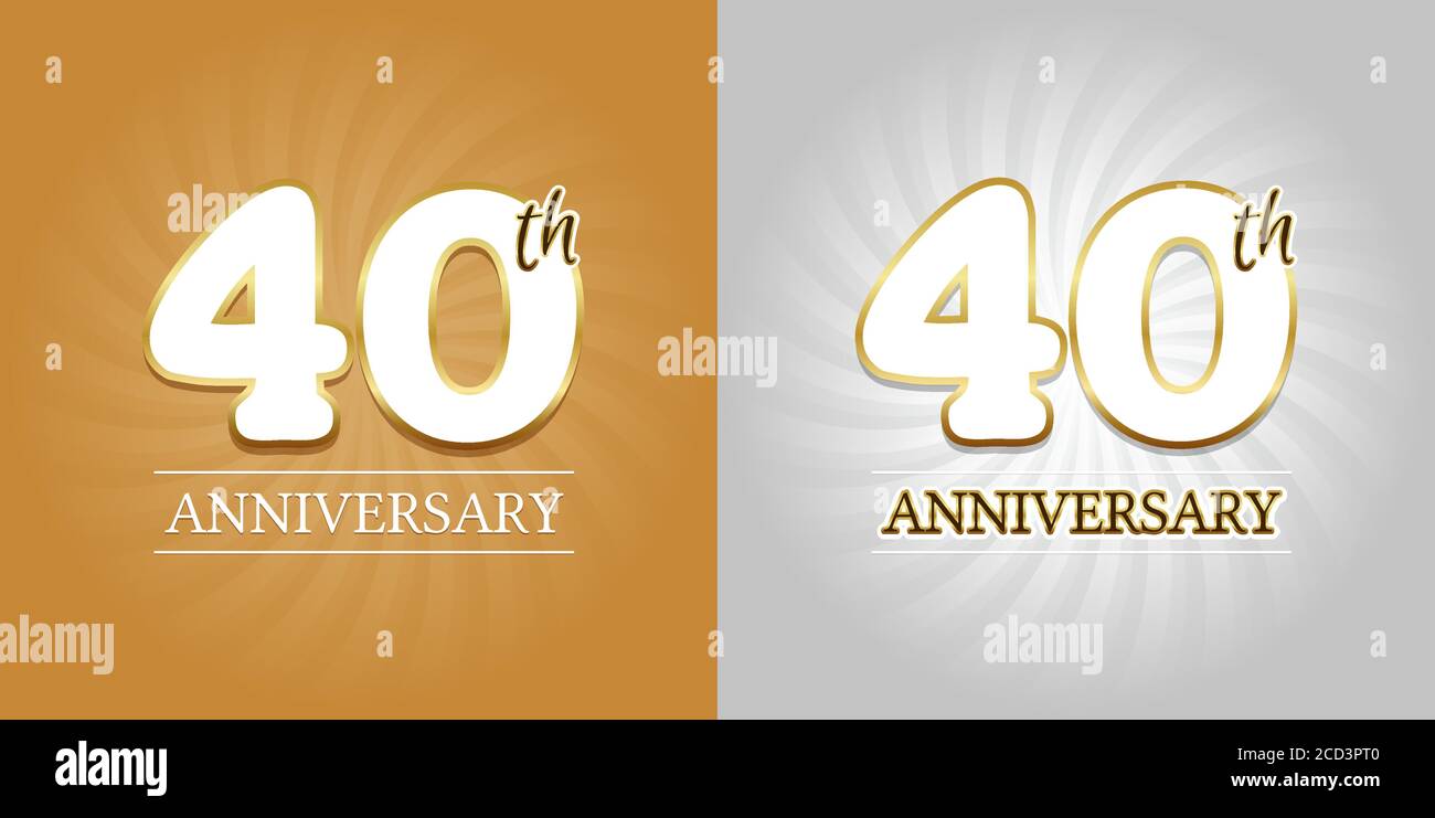 40th Anniversary Background - 40 years Celebration gold and Silver. Eps10 Vector. Stock Vector