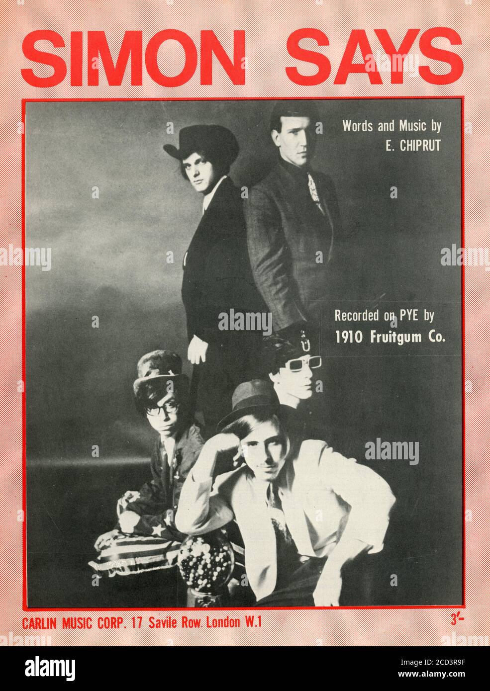 Sheet Music - Simon Says - 1910 Fruitgum G. -1967 Stock Photo