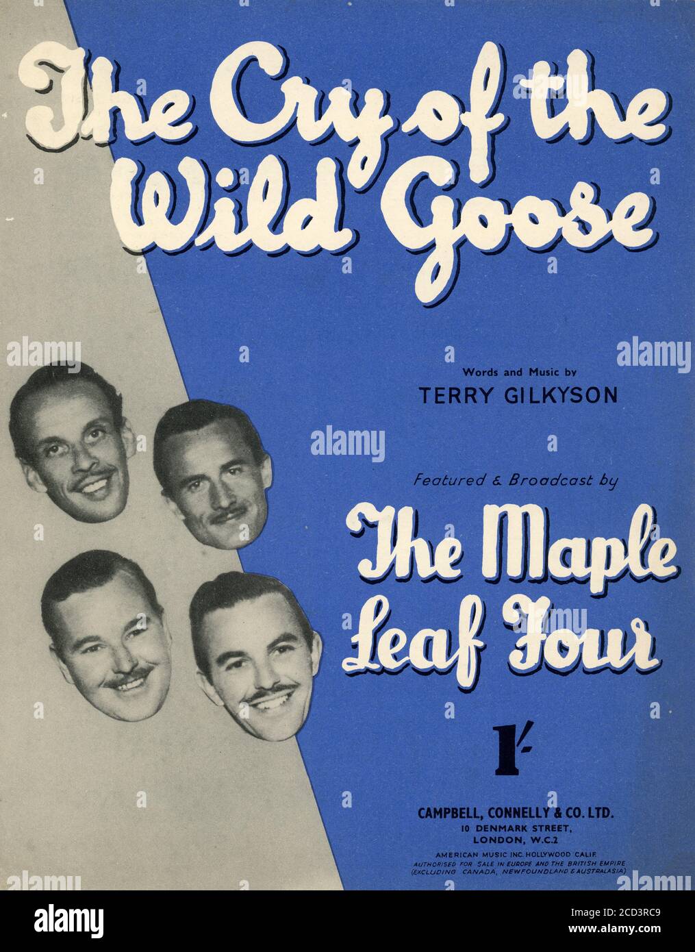Sheet Music - The cry of the Wild Goose - The Maple Leaf Four - c.1955 Stock Photo
