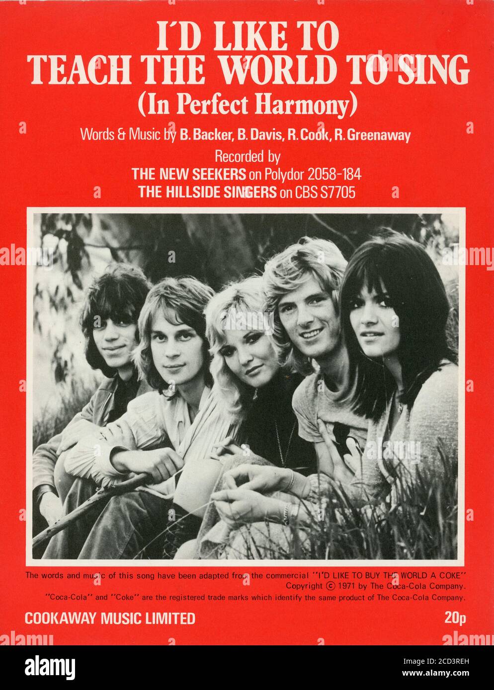Sheet Music - I'd like to Teach the world to sing - The New Seekers -1971 Stock Photo