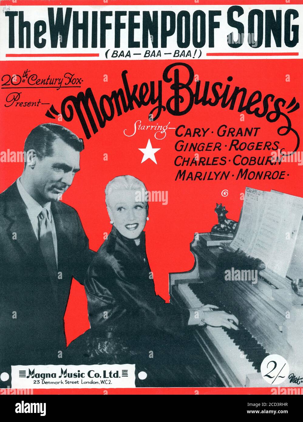 Sheet Music - The Whiffenpoof Song - from Monkey Business - 1952 Stock Photo