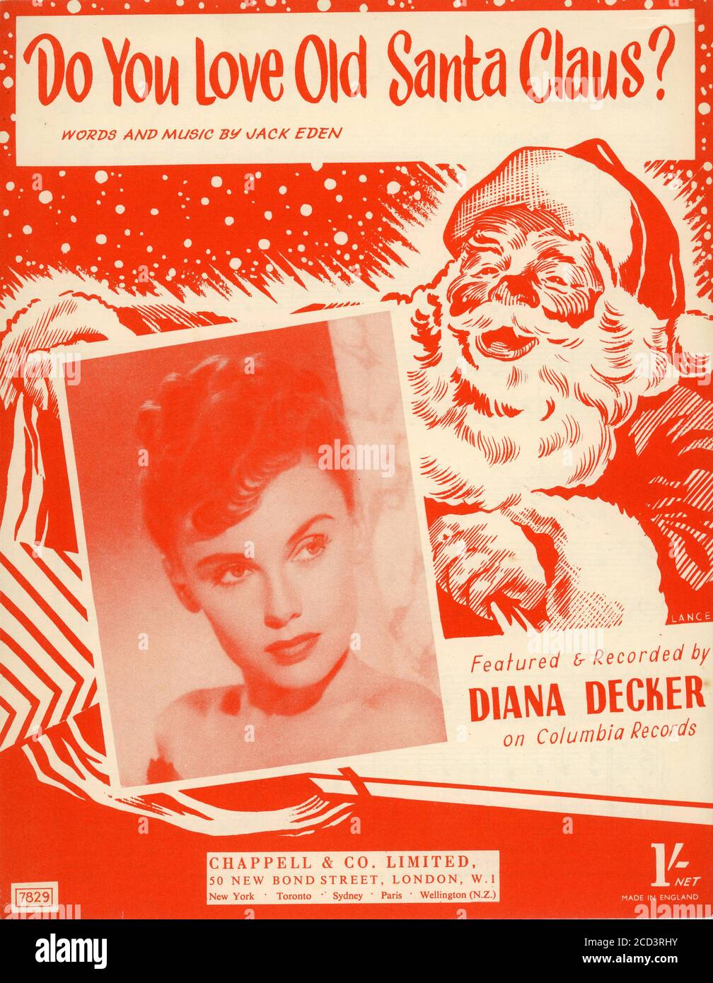 Sheet Music - Do you love Old Santa Claus? - Diana Decker - 1954 Stock Photo