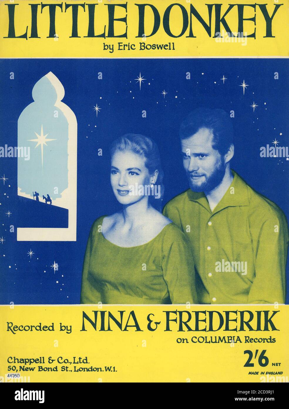 Sheet Music - Little Donkey - Nina & Frederik - 1959 Stock Photo